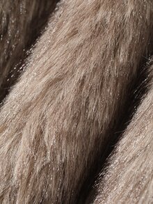 DAZY Women's Taupe High Neck Short Faux Fur Fluffy Jacket, Elegant Casual Commuter Coat For Autumn/Winter, Suitable For Party Dinner Night Out, Streetwear - Brown - View 12