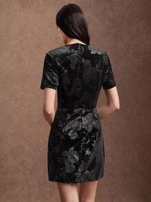 Zovinel Women's Floral Print Casual Daily Summer Short Dress - Black - View 2