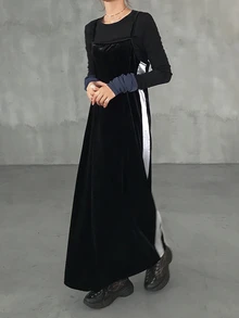 FRIFUL Middle-Aged Women's Autumn Layering Camisole Dress - Black - View 10