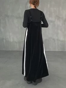 FRIFUL Middle-Aged Women's Autumn Layering Camisole Dress - Black - View 8