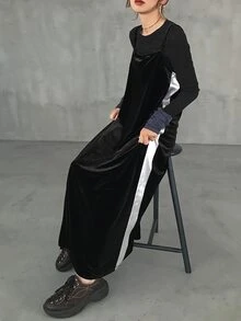 FRIFUL Middle-Aged Women's Autumn Layering Camisole Dress - Black - View 7