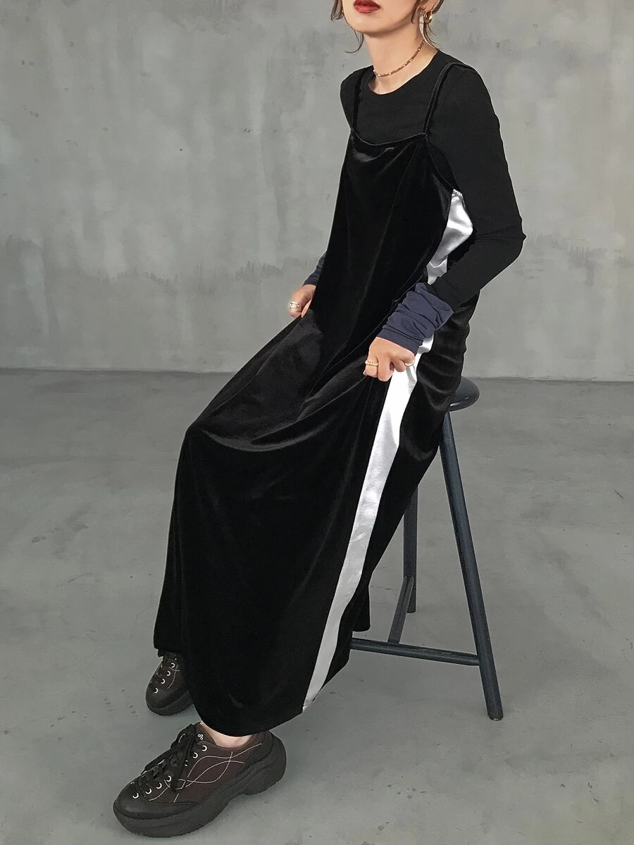 FRIFUL Middle-Aged Women's Autumn Layering Camisole Dress - Black - View 1