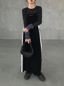 FRIFUL Middle-Aged Women's Autumn Layering Camisole Dress - Black - View 9
