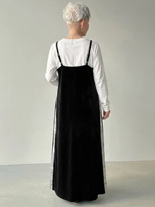 FRIFUL Middle-Aged Women's Autumn Layering Camisole Dress - Black - View 2