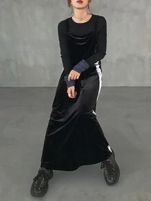 FRIFUL Middle-Aged Women's Autumn Layering Camisole Dress - Black - View 11