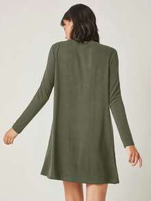 Cloudara Solid Tee Dress - Green - View 5