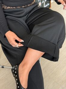 Muchica Celana Jogging Kasual Lembut Bergaya Koboi Motif Leopard Hitam Ukuran Besar, Celana Olahraga Kasual Lebar Berlekuk untuk Kembali ke Sekolah, Olahraga, dan Jogging Musim Panas - Hitam - View 5