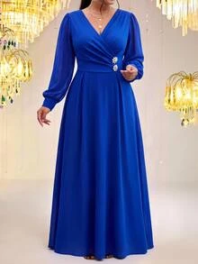 Fleurora Autumn And Winter Fall Blue Dresses Elegant Dresses For Women Formal Dress Luxury Evening Wedding Dress Wedding Guest Dress Birthday Dress - Royal Blue - View 6