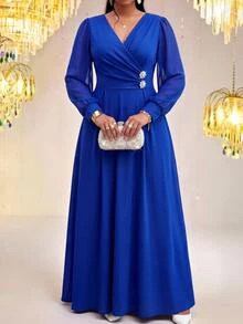 Fleurora Autumn And Winter Fall Blue Dresses Elegant Dresses For Women Formal Dress Luxury Evening Wedding Dress Wedding Guest Dress Birthday Dress - Royal Blue - View 7