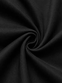 SHEIN Elenzya Eyelash Lace Panel Fold Pleated Coat - Black - View 6