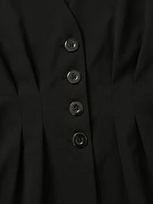 SHEIN Elenzya Eyelash Lace Panel Fold Pleated Coat - Black - View 5