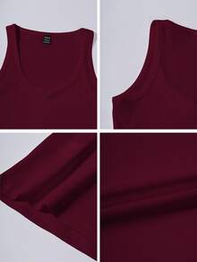SHEIN Top deportivo de punto de unicolor versátil y casual - Burdeos - Ver 8