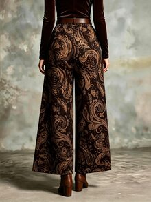 Glimmora Women's Loose Paisley Print Long Pants For Beach Vacation - Multicolor - View 2