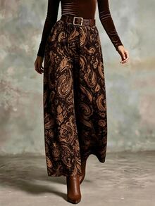 Glimmora Women's Loose Paisley Print Long Pants For Beach Vacation - Multicolor - View 1