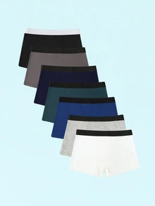 7pcs Boys' Minimalist Black Fashion Boxer Briefs, Comfortable For All Seasons Autumn Fall - Multicolor - View 3