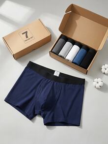 7pcs Boys' Minimalist Black Fashion Boxer Briefs, Comfortable For All Seasons Autumn Fall - Multicolor - View 1