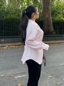 NegzBox Women Single-Breasted Long Sleeve Casual/Office Shirt Fall Cloth For Women - Baby Pink - View 4