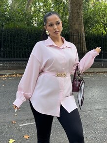 NegzBox Women Single-Breasted Long Sleeve Casual/Office Shirt Fall Cloth For Women - Baby Pink - View 1