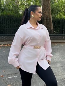 NegzBox Women Single-Breasted Long Sleeve Casual/Office Shirt Fall Cloth For Women - Baby Pink - View 3