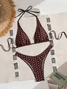 Swim Basics Women's Two Pieces Polka Dot Print Bikini Set Set, Casual Holiday Style - Multicolor - View 5