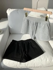 Comfortcana 女士纯色系带简约休闲短裤，日常穿着 - 彩色 - 查看 4