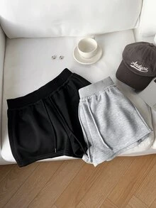 Comfortcana 女士纯色系带简约休闲短裤，日常穿着 - 彩色 - 查看 7