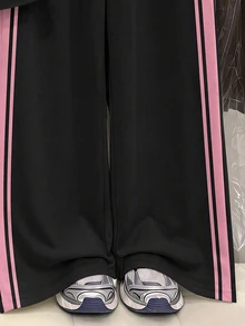 復古甜美多巴胺風黑奶油粉對比色運動風 BM芭蕾風蝴蝶結圖案 青少年女孩針織T恤＋長褲兩件套 休閒日常百搭 時尚通勤 約會 派對 秋冬 海灘 畢業季 外出 度假 - 白色 - 查看 8