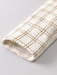 Yalmera Tweed Musim Dingin Wanita Tenun Halus Elegan Bermotif Kotak-kotak - Putih - View 8