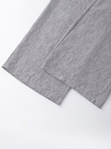 Breezaya Women's Casual Asymmetric Design Sleeveless Shirt And Pleated Button Decorated Wide Leg Pants 2 Pieces Set, Spring/Summer - Grey - View 5