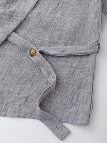 Breezaya Women's Casual Asymmetric Design Sleeveless Shirt And Pleated Button Decorated Wide Leg Pants 2 Pieces Set, Spring/Summer - Grey - View 4