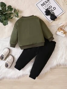 Souflis Souflis Baby Boy Zip Up Bomber Jacket & Sweatpants Autumn Fall - Multicolor - View 2