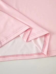 SHEIN Sparklyn 青少年女孩粉色T恤褲子兩件套，休閒，寬鬆，針織，返校季，秋季服裝，假日穿搭，舒適 - 彩色 - 查看 5
