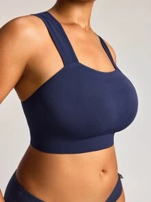 Barelissa Seamless Plus Size Comfortable Wireless Bra Single Piece - Navy Blue - View 7
