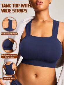 Barelissa Seamless Plus Size Comfortable Wireless Bra Single Piece - Navy Blue - View 5