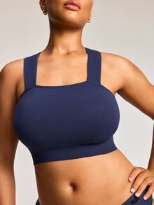 Barelissa Seamless Plus Size Comfortable Wireless Bra Single Piece - Navy Blue - View 9