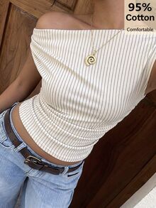 Siren Gaze Asymmetrical Neck Ruched Waist Crop Top  Modern Urban Business Casual Fashion Durable Basic Style, All-Match And Suitable For Everyone Simple, Cool - Multicolor - View 6