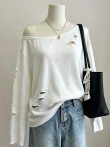 Rovax Women's Distressed Sweatshirt, Casual Fashion Versatile Style - Multicolor - View 5
