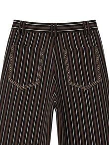 Nöista Celana Panjang Bergaris dengan Potongan Lebar dalam Warna Musim Gugur. Musim Gugur/Musim Dingin, Kasual, Sehari-hari, Nyaman. - Coffee Brown - View 8