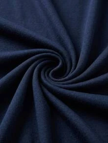 SHEIN رداء نوم نسائي مقاس كبير باللون الكحلي مع حزام وتفاصيل متباينة وأكمام طويلة - أزرق بحري - مشاهدة 10