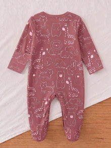 新生兒嬰兒 (隨機 5 件，發貨 1 件) 柔軟舒適新生兒睡衣秋季連身衣，多色可選 (杏色、粉色、卡其色) - 彩色 - 查看 2