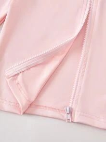 SHEIN Girly Athletic Casual Pink 3 Pieces Set, Autumn Outfits, Stand Collar Jacket + Camisole + Leggings, Complete Daily Outfit. Slim Fit Gym Workout - Pink - View 6