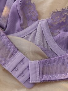DelicateAllure Purple Underwire Push-Up Lace Patchwork Romantic Classic Women's Bra - Purple - View 6