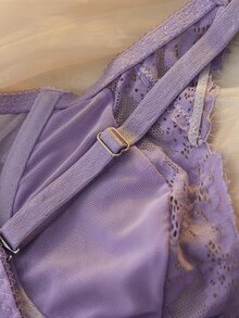 DelicateAllure Purple Underwire Push-Up Lace Patchwork Romantic Classic Women's Bra - Purple - View 3