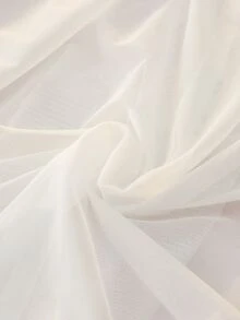 DelicateAllure White Mesh & Lace Patchwork Ruffle Hem Sheer Romantic Sexy Women's Nightgown - White - View 4