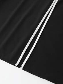 SHEIN Tall CURVE Plus Size Women's Tall Commuter Style Colorblock Design Black And White Split Straight Leg Pants Fall - Black and White - View 4