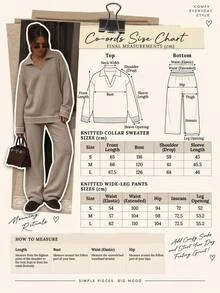 SHEIN Women Polo Neck Sweater And Sweater Pant 2pcs Set Co-Ords - White - View 2