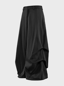 AXEPEAK Men's Fashion Versatile Solid Color Wide Leg Pants - Black - View 7