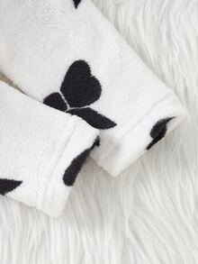 SHEIN 秋冬雙面法蘭絨蝴蝶結印花女嬰新生兒浴袍/睡衣 - 黑色 - 查看 5