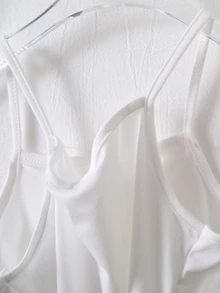SHEIN Tween Girls 3pcs White Spaghetti Strap Cami Top,Soft Fabric,Minimalist Summer Basic School Style Innerwear For Daily Outings, Casual - White - View 4