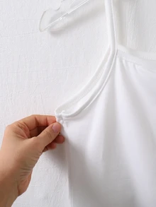 SHEIN Tween Girls 3pcs White Spaghetti Strap Cami Top,Soft Fabric,Minimalist Summer Basic School Style Innerwear For Daily Outings, Casual - White - View 6